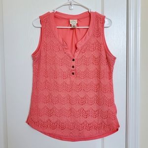 Coral Tank with Lace